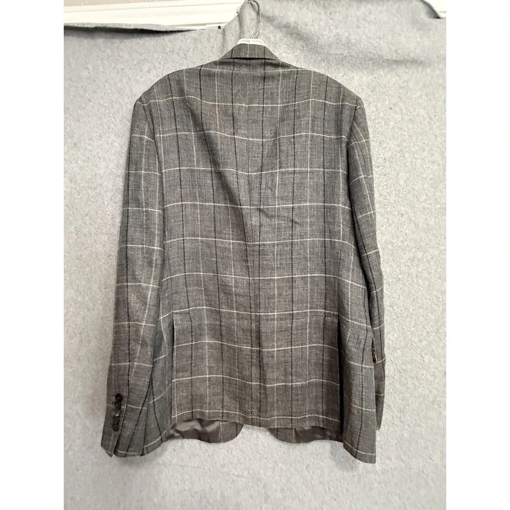 Paul Smith Blazer Sport Coat Mens 40R Gray Silk Linen Plaid Check Italy Jacket